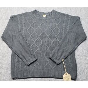 True Craft Sweater Mens L Slate Gray Acrylic Argyle Embroidered Pullover New